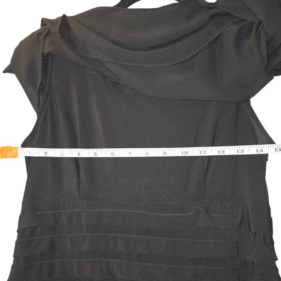 Scarlett Womens 8 Black Chiffon Cape Overlay Sheath Dress Witchy Whimsigoth - Picture 13 of 16